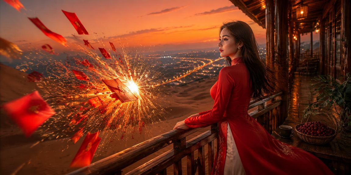 Hình ảnh bonus phong bì đỏ và áo dài truyền thống tại Mũi Né